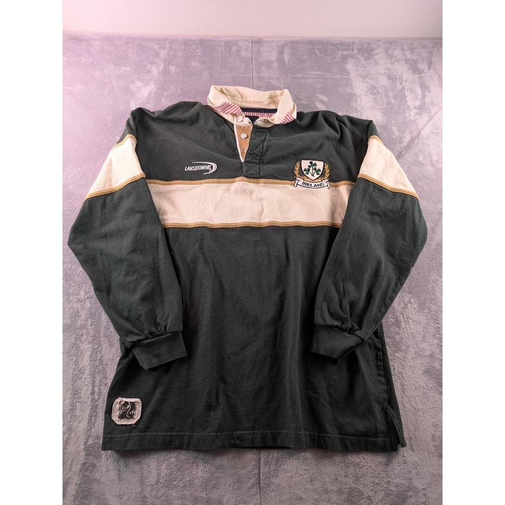 Lansdowne Heritage Collection Ireland Rugby Shirt Mens Medium Green Long Sleeve